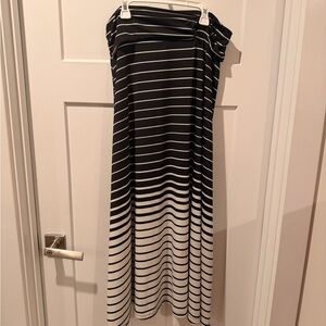 Black and White Striped Maxi Skirt
